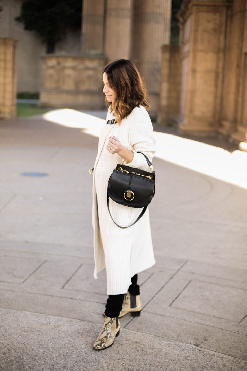 white fall coat