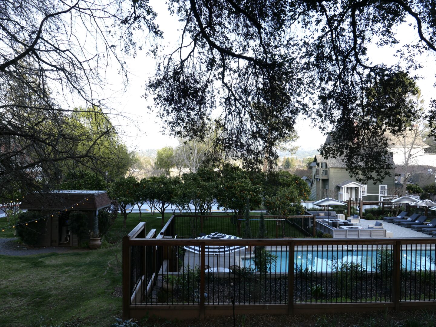 Overlooking the pool and gardens at The Madrona in Healdsburg.