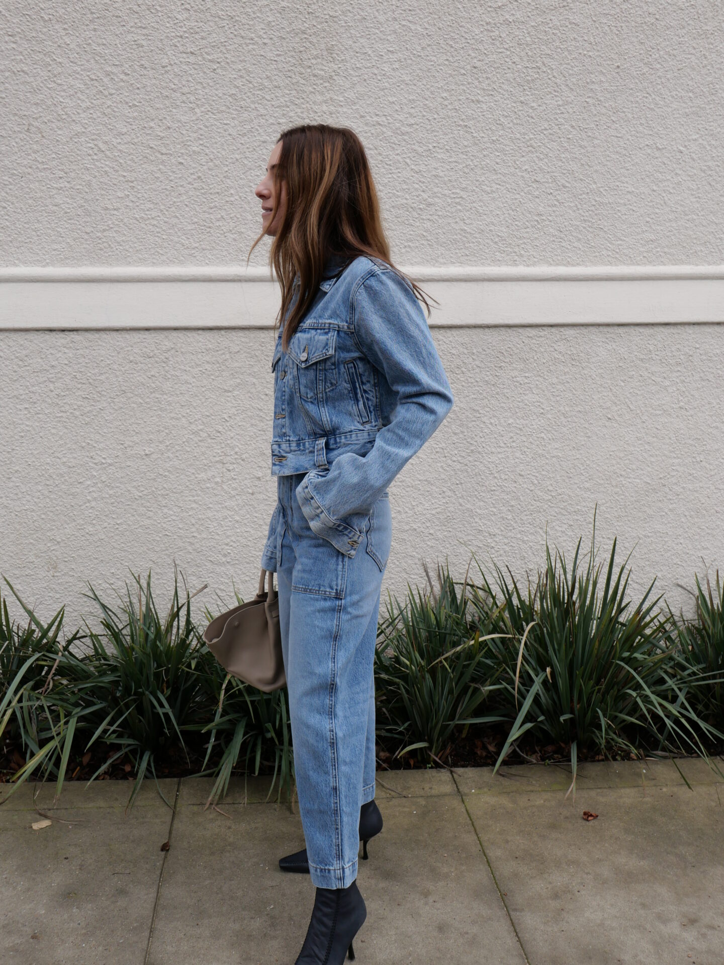 Khaite denim on denim look for spring. 