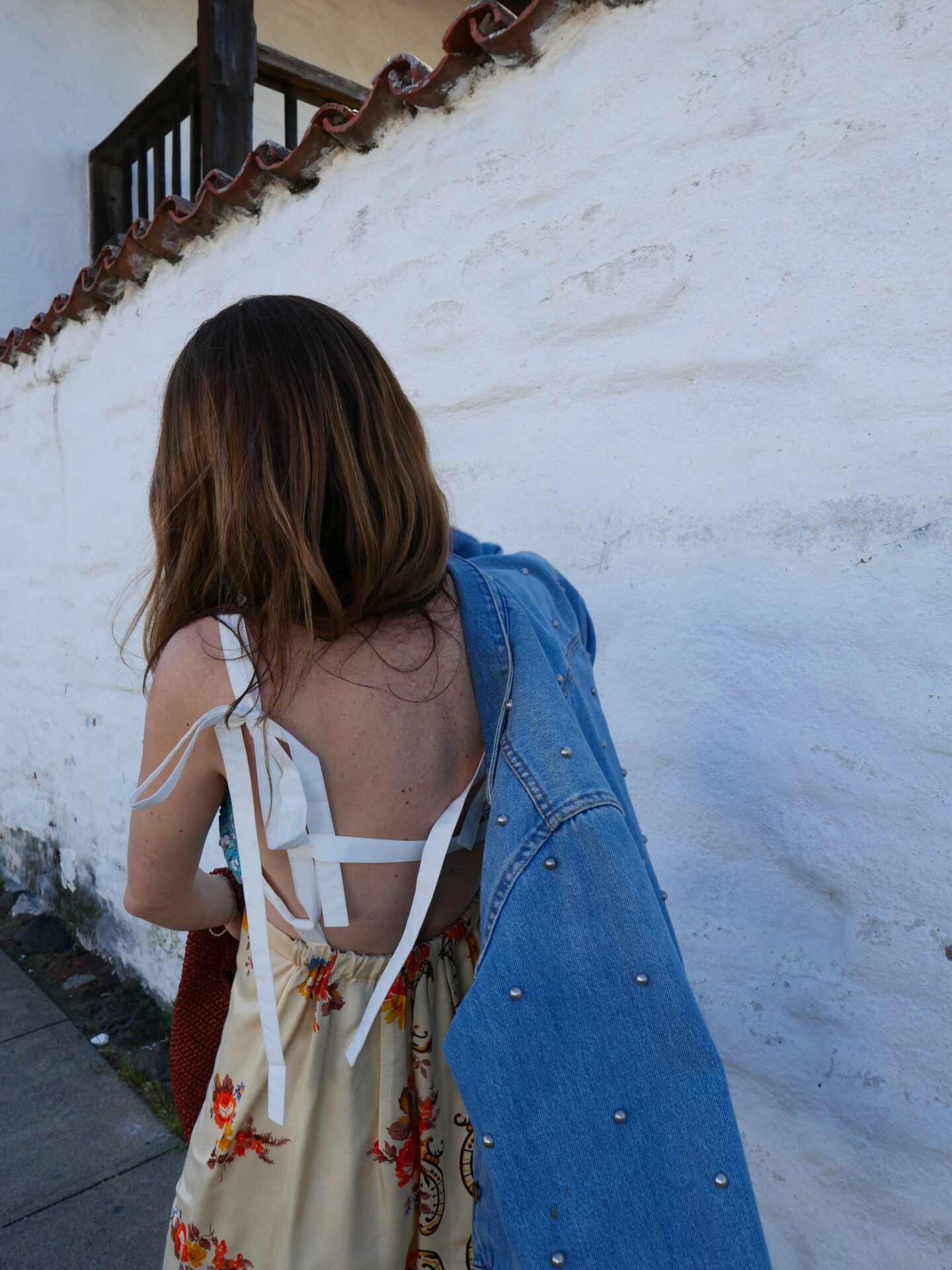 back details of dress worn by a woman in Sanoma