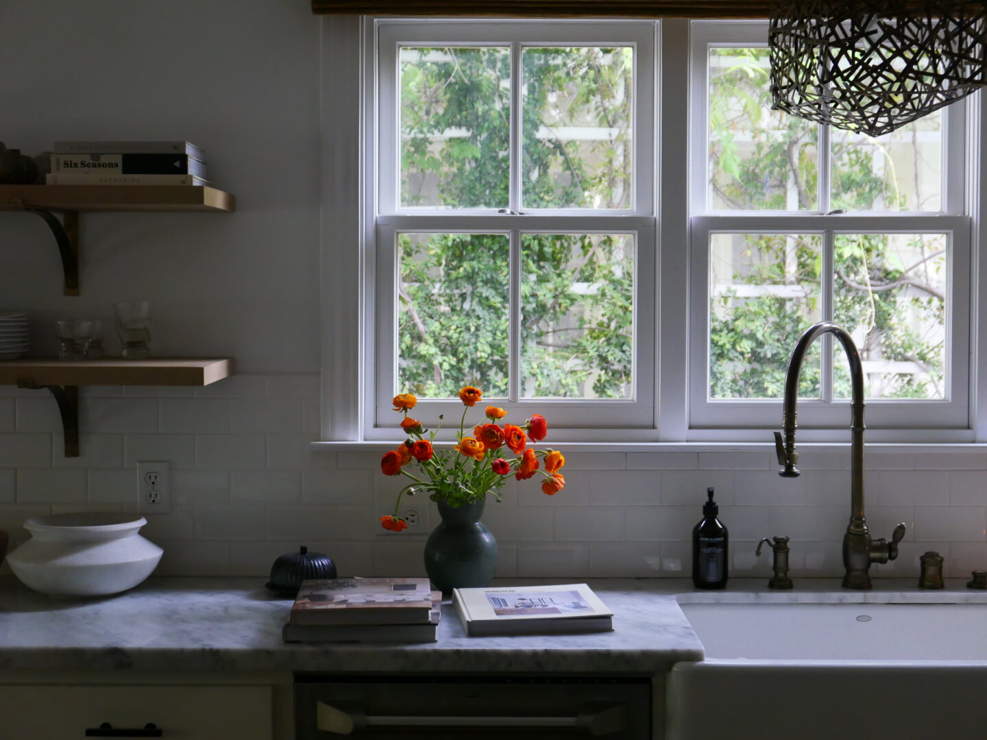 books on kitchen counter for Mid-Week Mood Boost