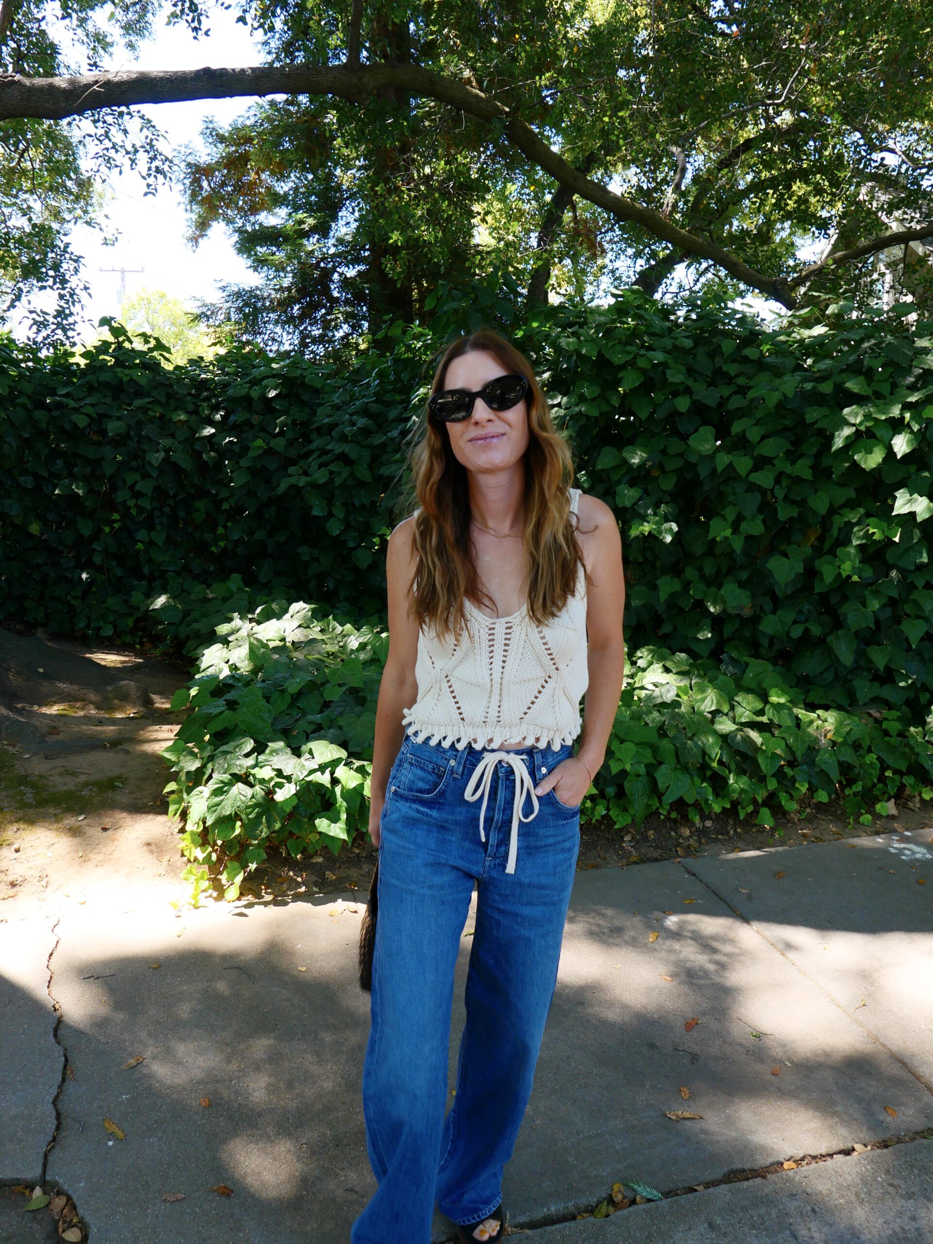 Alicia Lund look knit top and pants over the weekend