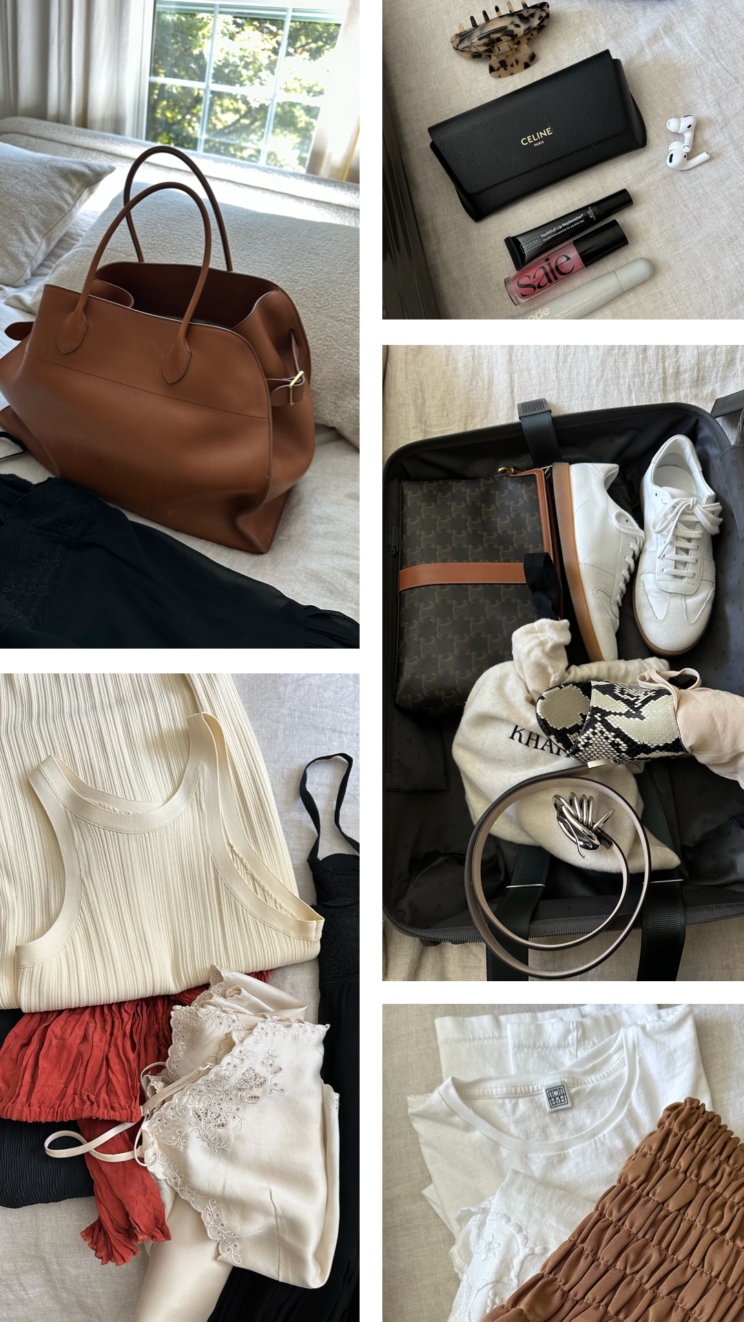 collage of items included for Packing Carry-On for a week in Paris