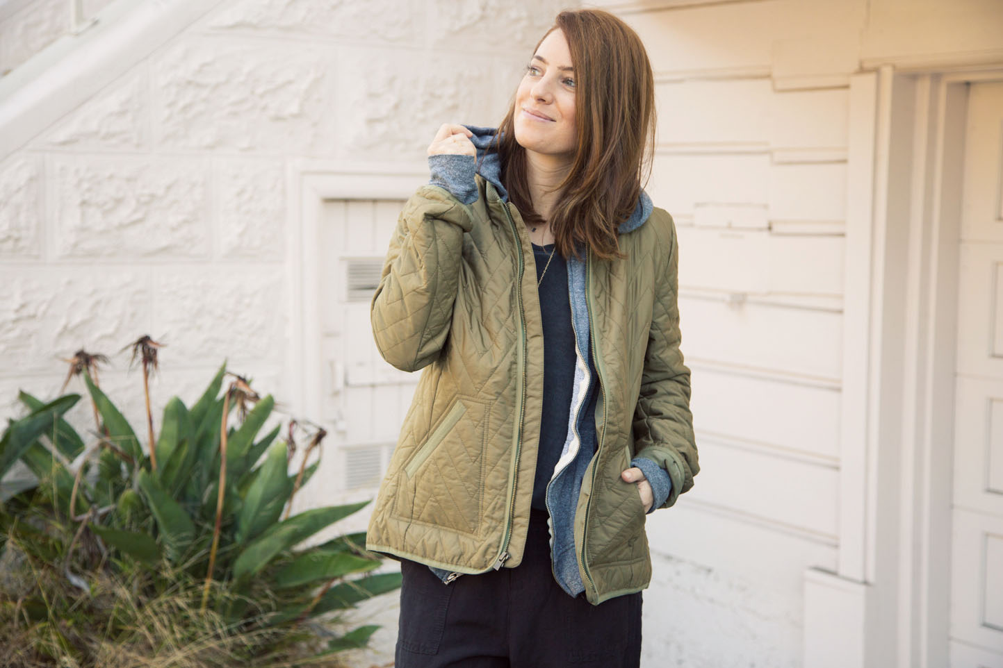 old navy quilted army green jacket