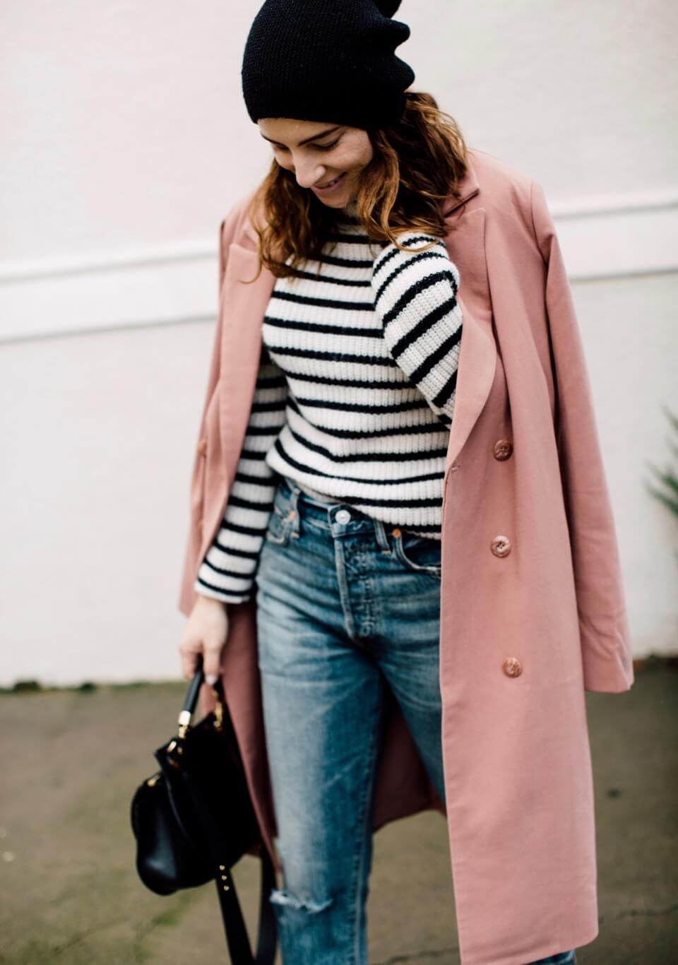 the perfect winter pink coat