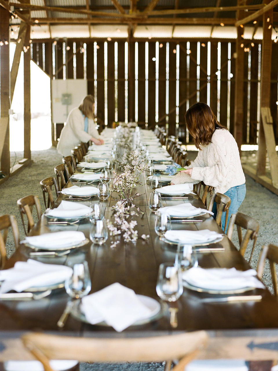 a styled almond orchard barn luncheon