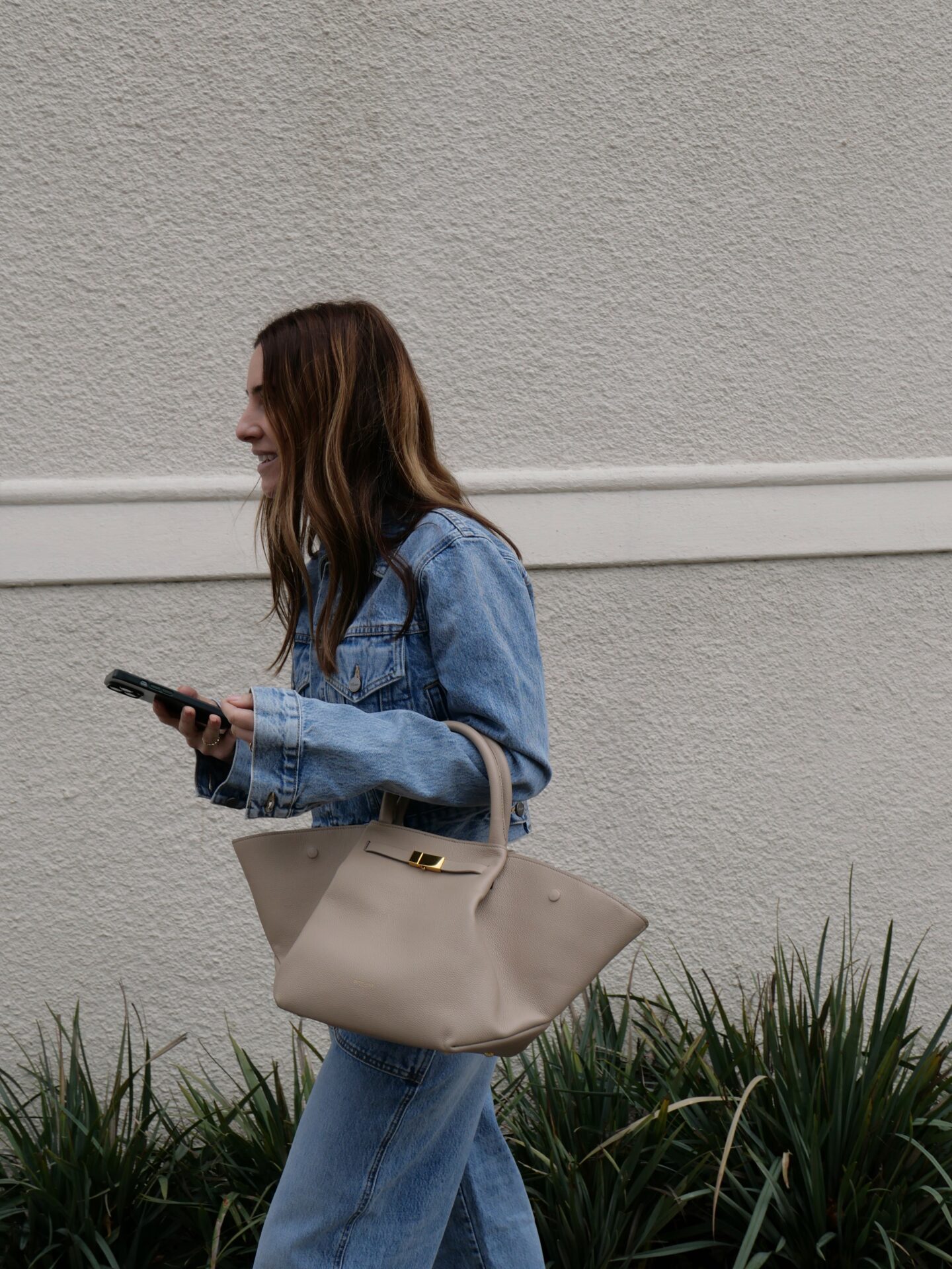 Khaite denim on denim look for spring. 