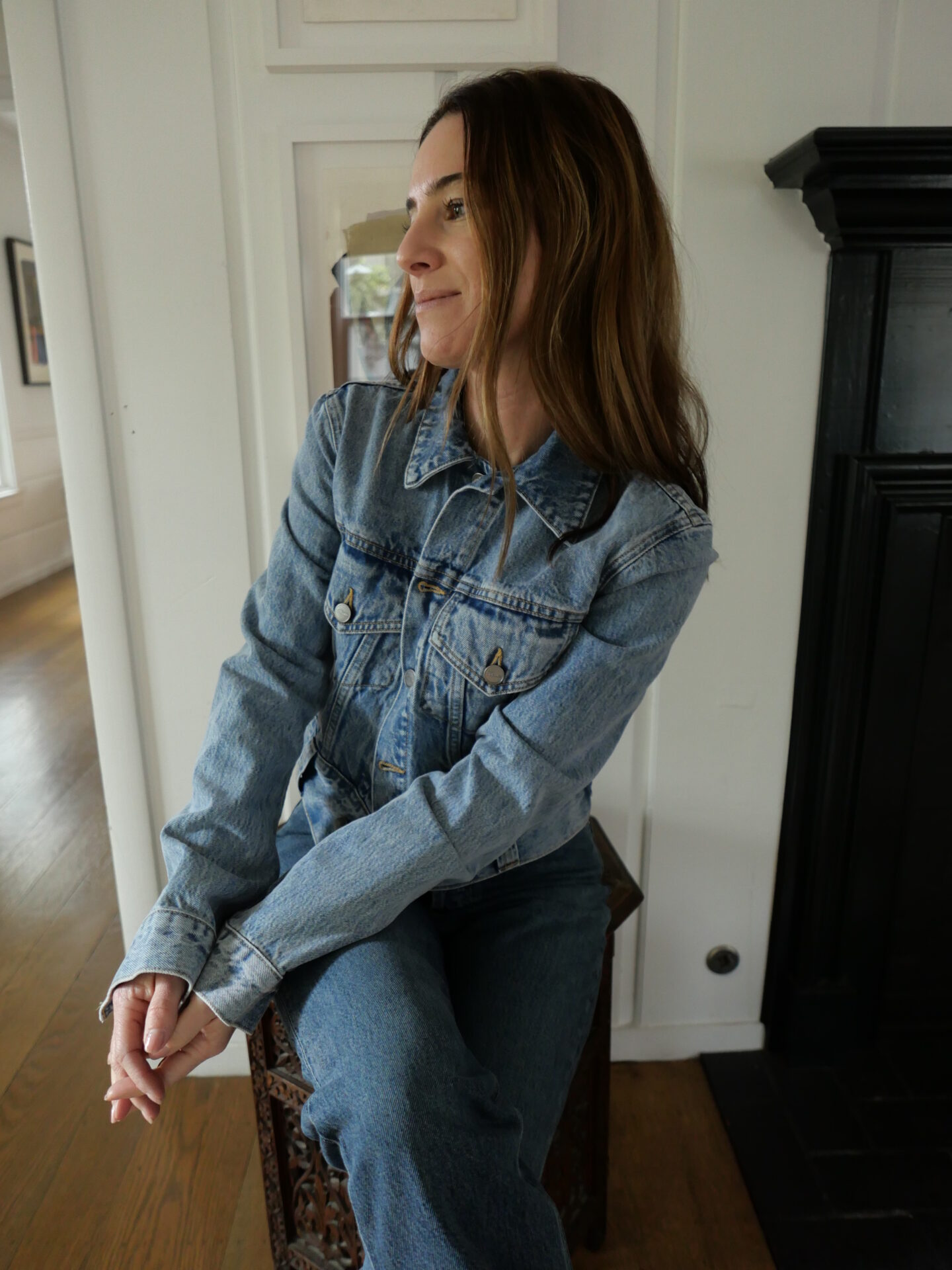 Khaite denim on denim look for spring