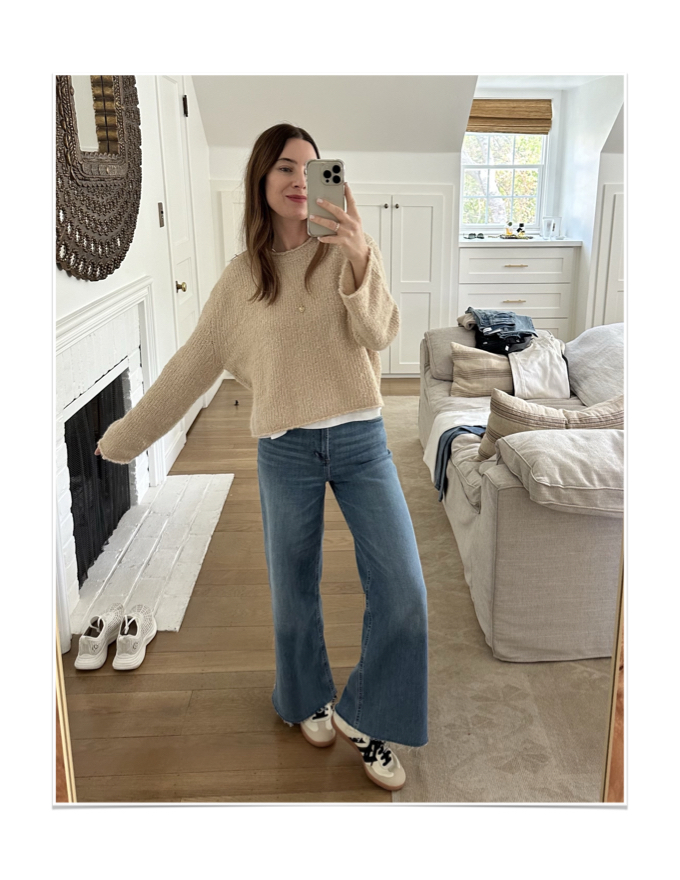 Raw Hem Wide Leg Jeans Outfit